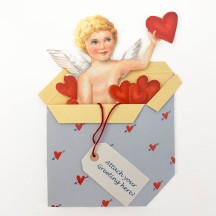 Cupid in Box Standing 3-D Valentine Card ~ England
